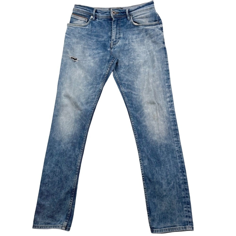 Zara Man Slim Fit Jeans Acid Wash Distressed Grunge Indie Sleaze Y2K Style 31/31